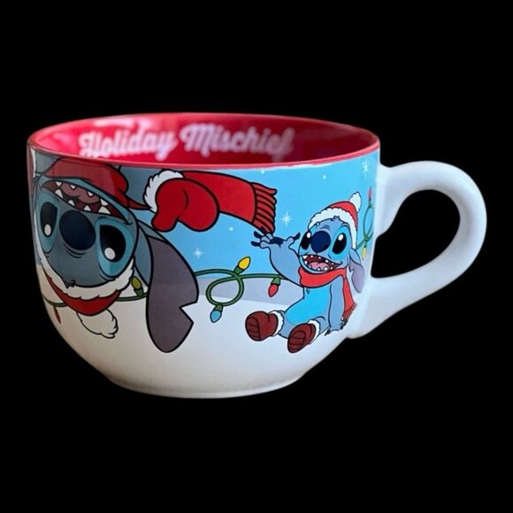Disney Lilo & Stitch Christmas "Holiday Mischief" Soup Mug/Bowl 29 oz. - Picture 2 of 9